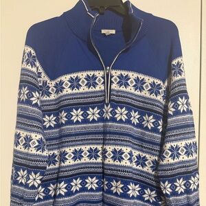 Talbots Blue and White Women’s Quarter Zip Sweater XL